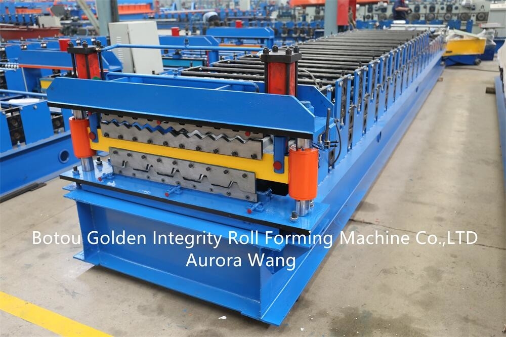 Thép cuộn tùy chỉnh được sử dụng máy làm tấm lợp mái hai lớp Máy tạo hình mái ngói