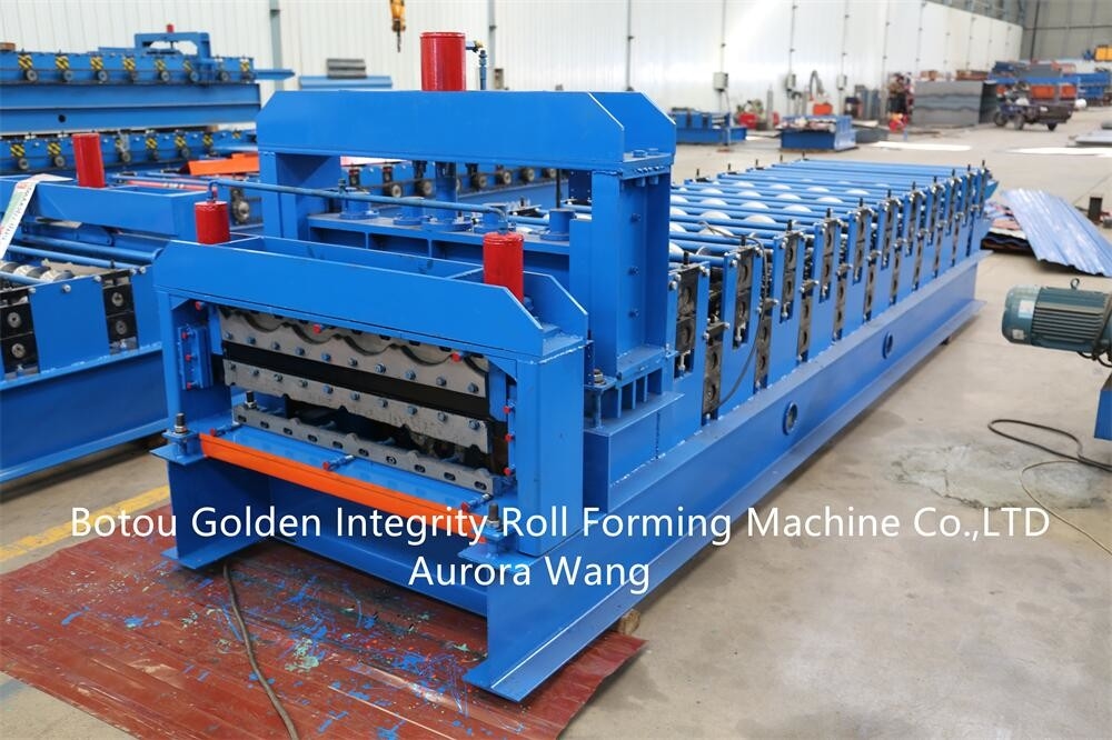 Bảng điều khiển bán hàng nóng Máy tạo hình mái ngói tráng men Hai lớp Hướng dẫn bằng kim loại hình thang Cấu trúc cột
